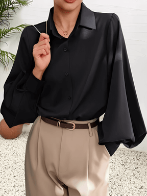 Camisa em Tecido Estruturado com Manga Lanterna e Gola Lapela – Scarllet