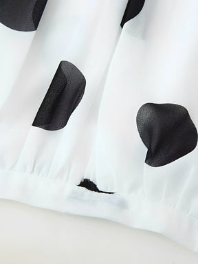 Conjunto Poá em Chiffon com Top Halter e Saia Longa em Camadas - Sibeli