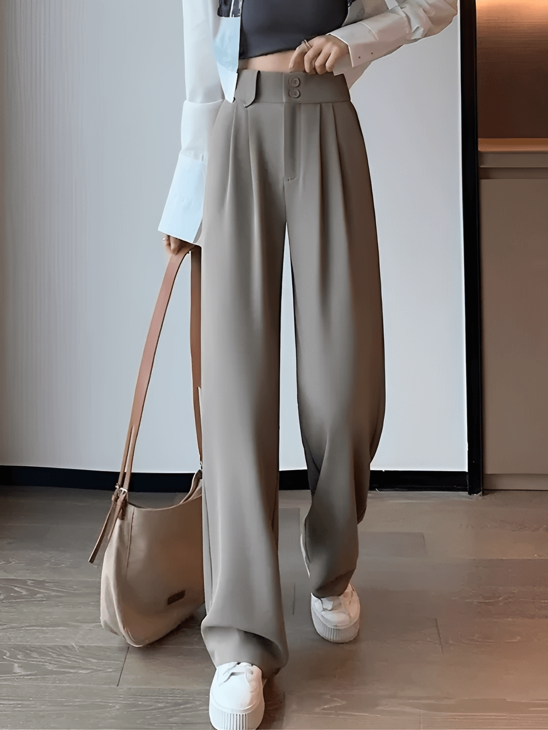 Calça  Alfaiataria Wide Leg Cintura Alta com Lenço Removível  – Amara [FRETE FULL]