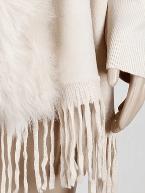 Cardigan de Tricô com Gola Peluciada e Franjas  – Viviane