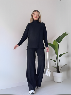 Conjunto de Tricô Canelado com Suéter Mullet e Calça Pantalona - Grace [FRETE FULL]
