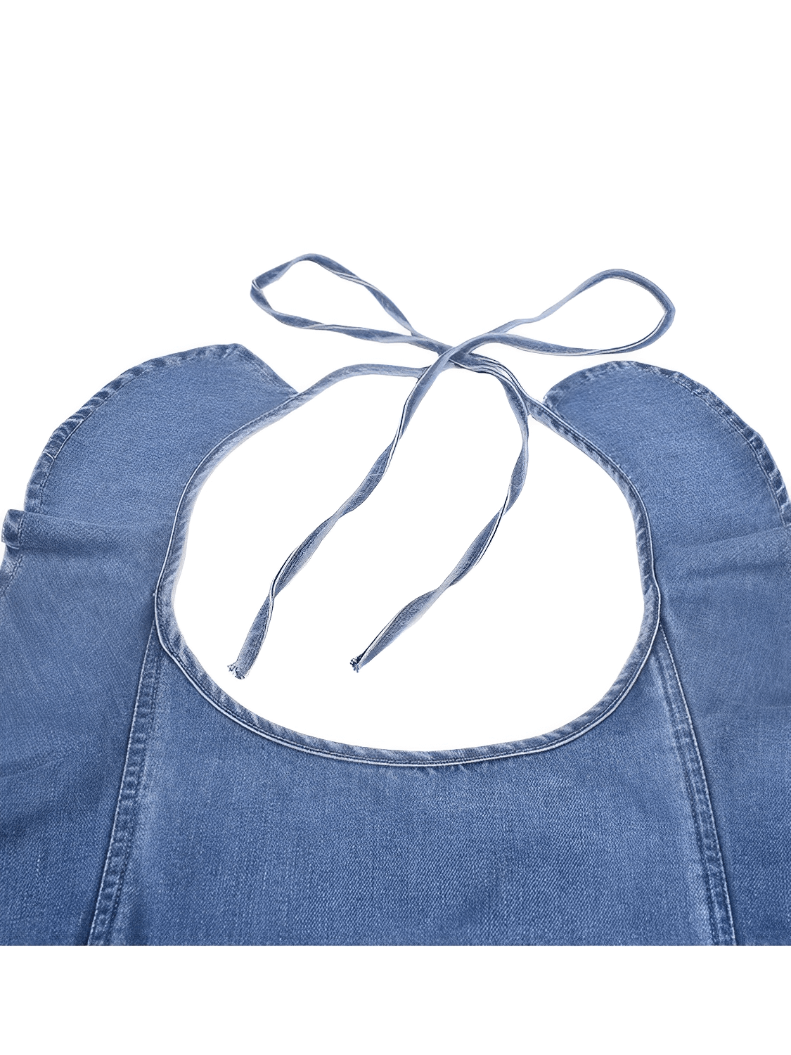 Macacão Jeans com Ombros de Babados Amarração e Decote nas Costas - Poliana