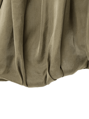 Camisa Acetinada Oversized com Manga Bufante e Zíper Frontal – Milene