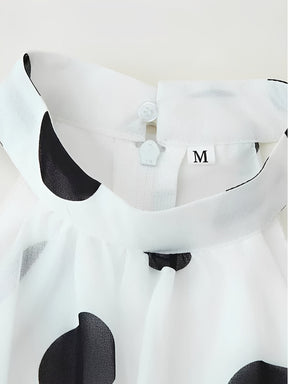 Conjunto Poá em Chiffon com Top Halter e Saia Longa em Camadas - Sibeli