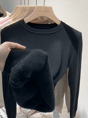 Suéter Peluciado em Tricô Térmico com Gola Redonda – Ceyda