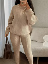 Conjunto de Tricô com Suéter Oversized e Calça Legging Ajustável – Ranya [FRETE FULL]