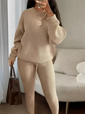 Conjunto de Tricô com Suéter Oversized e Calça Legging Ajustável – Ranya [FRETE FULL]
