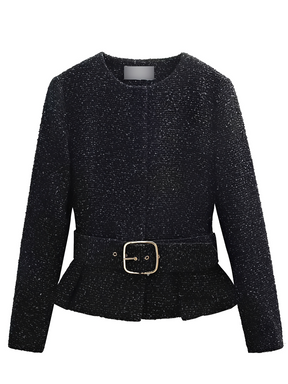 Conjunto em Tweed com Casaco Peplum e Short Saia Estruturado - Jessica