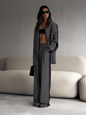 Conjunto de Alfaiataria com Blazer Oversized e Calça Pantalona – Damares [FRETE FULL]