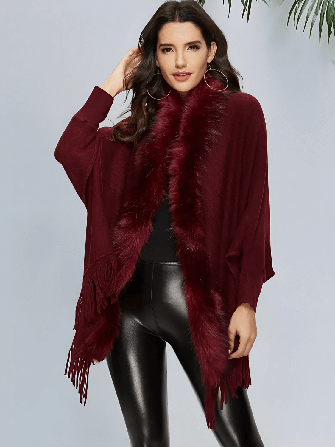 Cardigan de Tricô com Gola Peluciada e Franjas  – Viviane