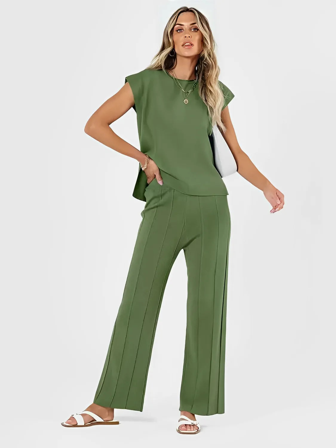 Conjunto em Viscose com Blusa Mullet e Calça Confortável - Lorena