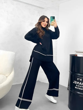 Conjunto de Tricô com Suéter Mullet Gola Alta e Calça Confortável – Kim [FRETE FULL]