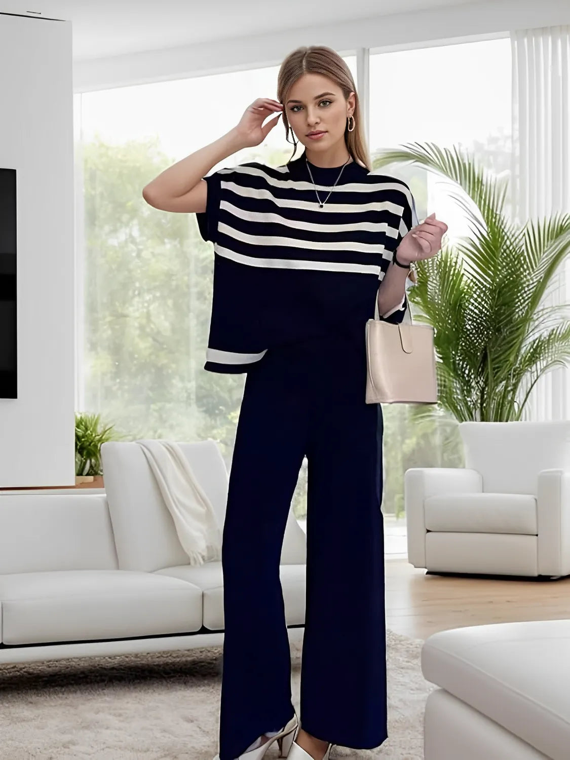 Conjunto de Viscose com Blusa Manga Morcego e Calça Elástica - Alessia
