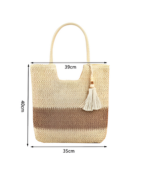 Bolsa Tote de Palha com Alça de Ombro Trançada  para Praia - Manu