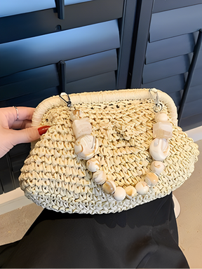 Bolsa Feminina Clutch em Palha com Alça de Pedrarias - Laila [FRETE FULL]