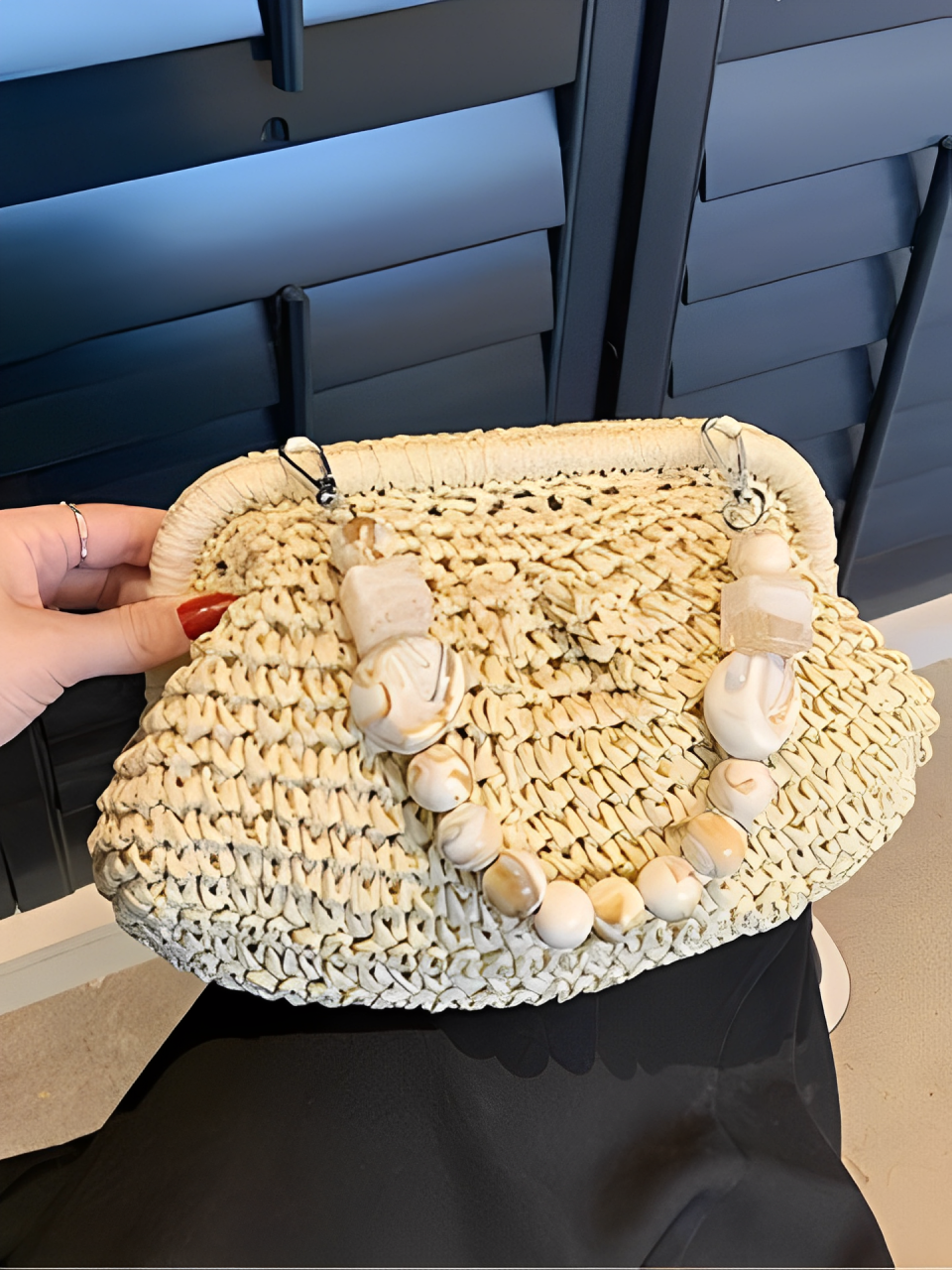 Bolsa Feminina Clutch em Palha com Alça de Pedrarias - Laila [FRETE FULL]