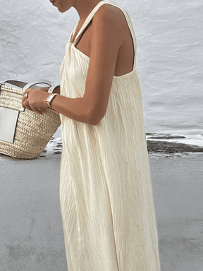Vestido Longo em Viscose Texturizado com Alça Torcida Elegante – Renata [FRETE FULL]