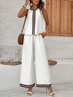 Conjunto com Blusa Regata Estampada e Calça Cós Alto com Bolsos - Melody [FRETE FULL]