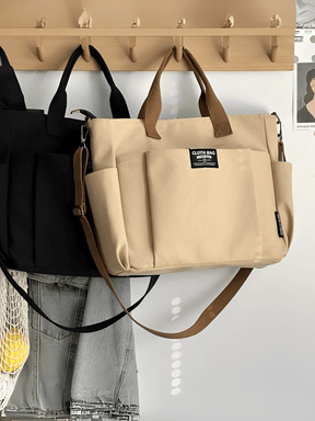 Bolsa Grande em Lona com Alça Ajustável Removível e Bolsos – Rania