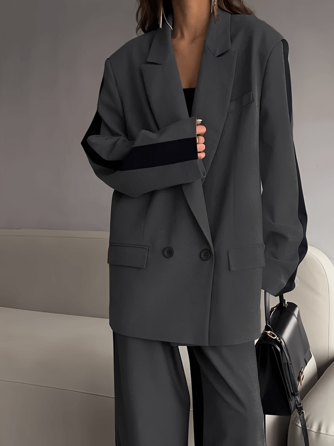 Conjunto de Alfaiataria com Blazer Oversized e Calça Pantalona – Damares [FRETE FULL]
