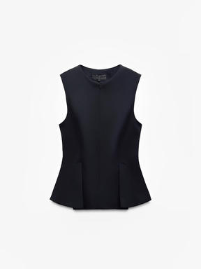 Blusa Feminina Peplum Estruturada com Decote V e Zíper Frontal - Cricia [FRETE FULL]