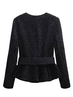 Conjunto em Tweed com Casaco Peplum e Short Saia Estruturado - Jessica