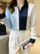 Camisa Acetinada Clássica com Gola Lapela e Punhos Contrastantes - Thaise