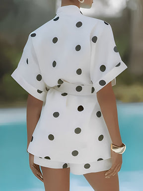 Conjunto em Poá com Camisa Kimono Cinto-Faixa e Short Cós Alto – Daphne