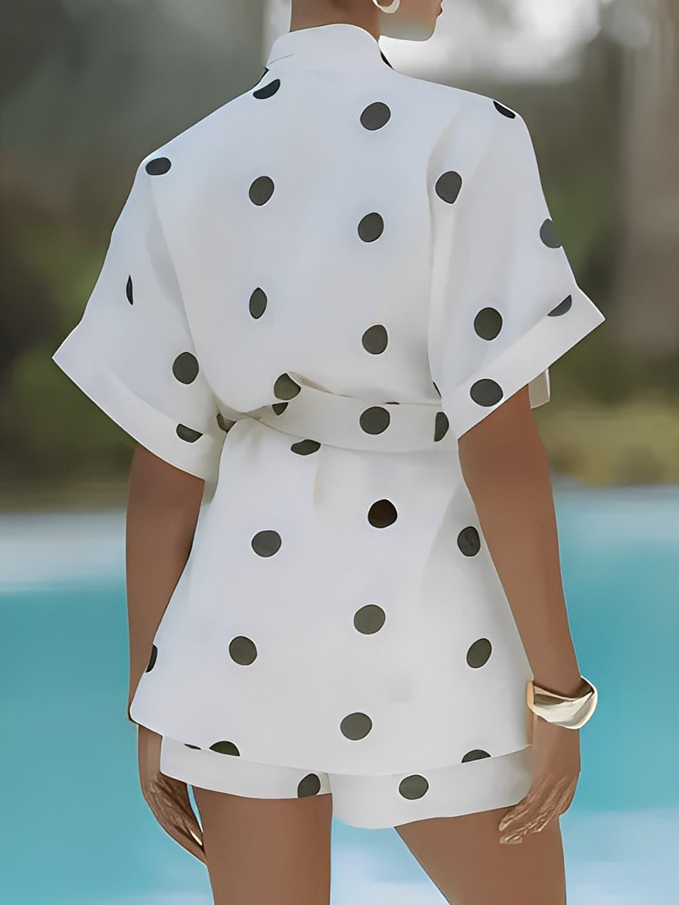 Conjunto em Poá com Camisa Kimono Cinto-Faixa e Short Cós Alto – Daphne