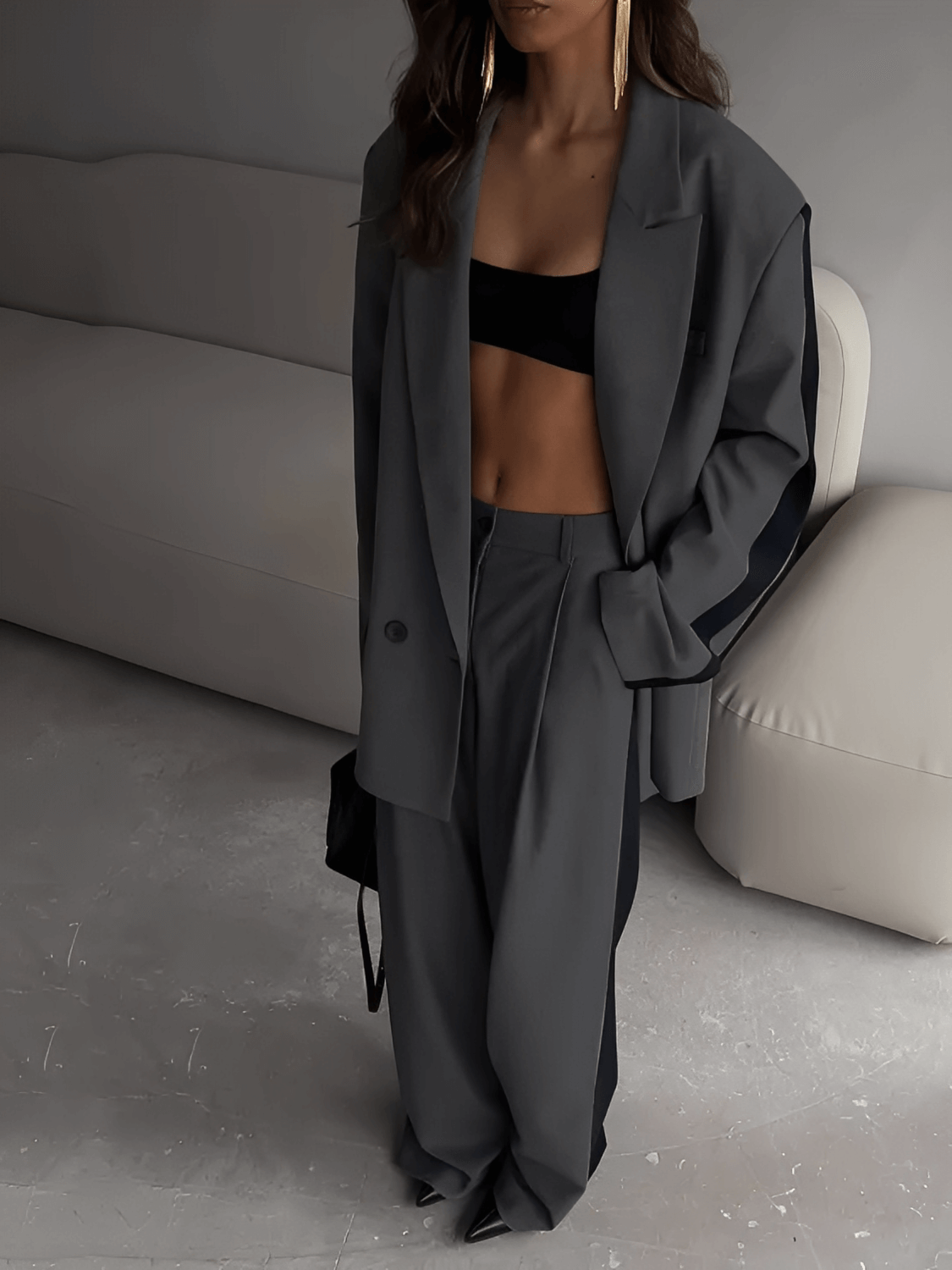 Conjunto de Alfaiataria com Blazer Oversized e Calça Pantalona – Damares [FRETE FULL]