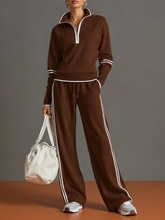Conjunto com Suéter de Gola Alta e Calça Wide Leg Ajustável Esportivo - Jana
