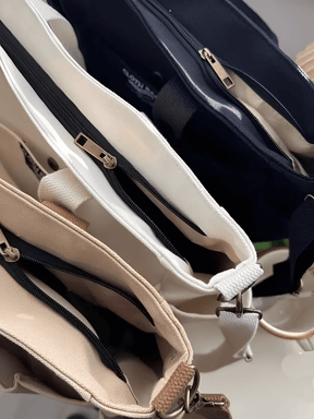 Bolsa Grande em Lona com Alça Ajustável Removível e Bolsos – Rania