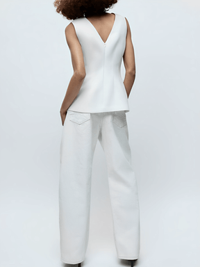 Blusa Peplum Acinturada com Decote V e Zíper nas Costas – Marisa