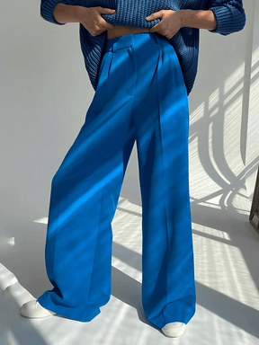 Calça Feminina Wide Leg em Alfaiataria com Cintura Alta e Bolsos – Madison [FRETE FULL]