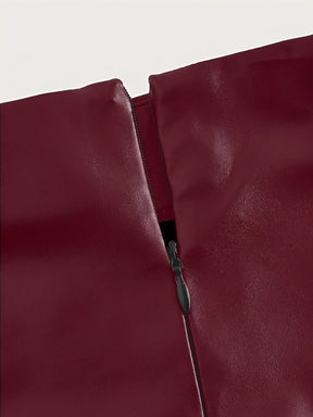 Saia Midi Lápis em Couro PU com Acabamento Acetinado – Ramona