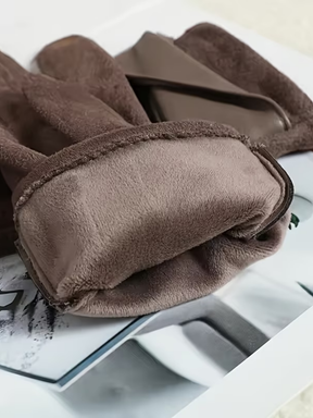 Luva Touch Camurçada com Detalhe Transpassado em Couro PU - Érika