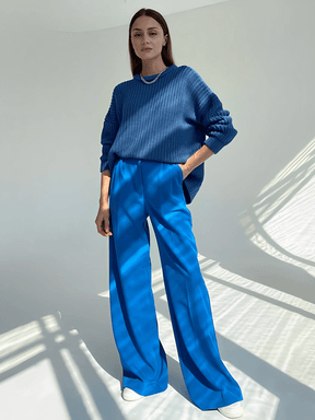 Calça Feminina Wide Leg em Alfaiataria com Cintura Alta e Bolsos – Madison [FRETE FULL]