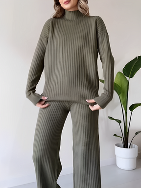 Conjunto de Tricô Canelado com Suéter Mullet e Calça Pantalona - Grace [FRETE FULL]