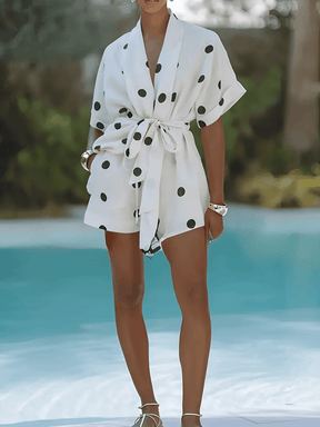 Conjunto em Poá com Camisa Kimono Cinto-Faixa e Short Cós Alto – Daphne