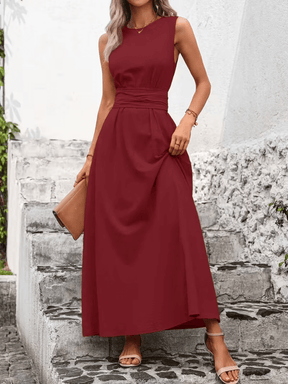 Vestido Longo Regata Acinturado com Faixa Ajustável e Bolsos – Amira [FRETE FULL]