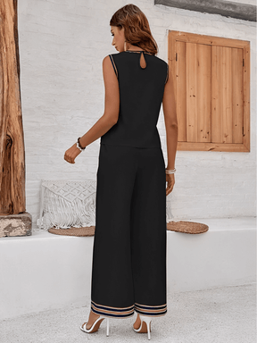 Conjunto com Blusa Regata Estampada e Calça Cós Alto com Bolsos - Melody [FRETE FULL]