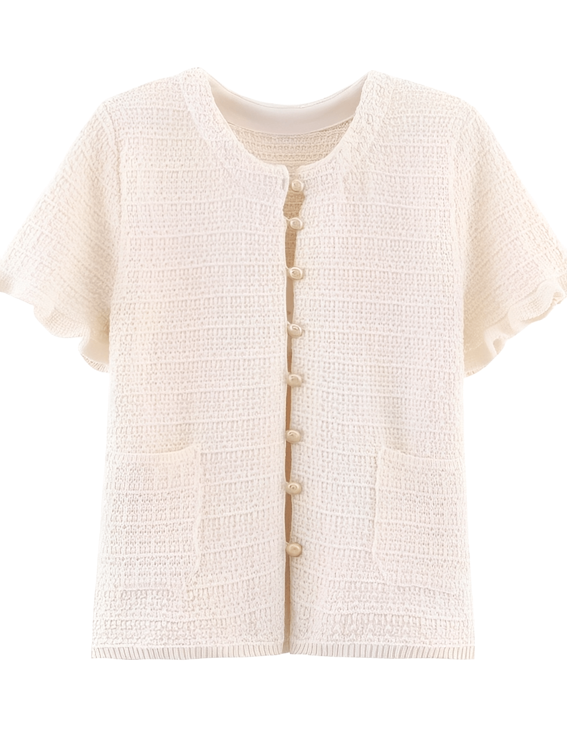 Conjunto Tweed de Blusa com Bolsos e Saia Longa com Duas Camadas - Suiany