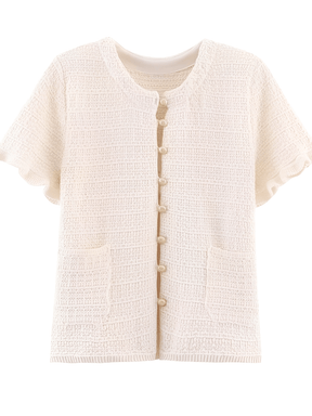 Conjunto Tweed de Blusa com Bolsos e Saia Longa com Duas Camadas - Suiany