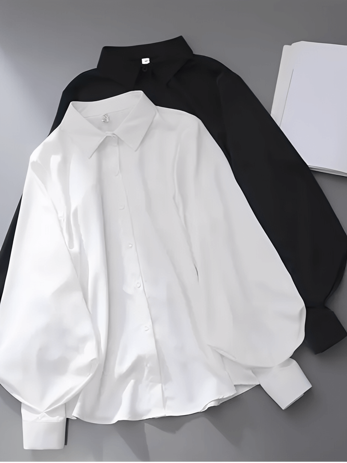 Camisa em Tecido Estruturado com Manga Lanterna e Gola Lapela – Scarllet