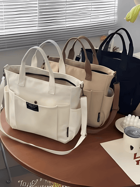 Bolsa Grande em Lona com Alça Ajustável Removível e Bolsos – Rania