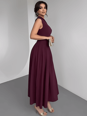 Vestido Maxi com Ombro Assimétrico e Saia Plissada Sofisticada – Luana [FRETE FULL]