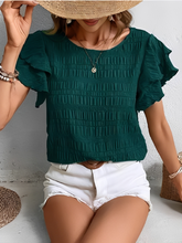 Blusa Texturizada com Babados nas Mangas e Gola Redonda – Sofia
