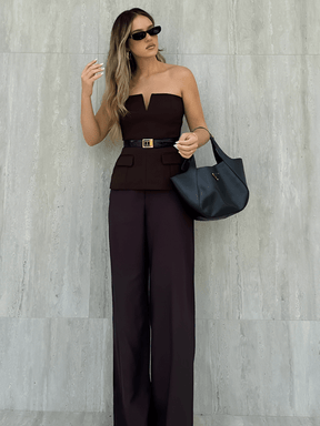 Blusa Tomara que Caia Estruturada com Recorte em V e Bolsos - Rita