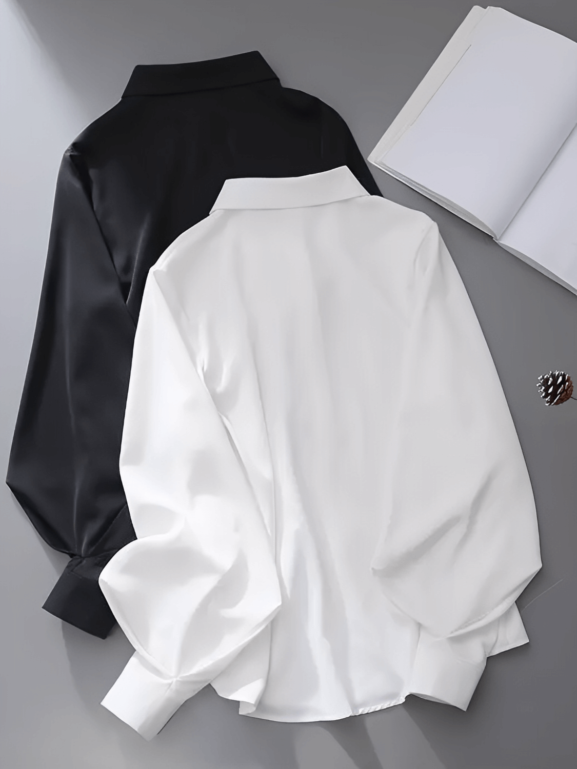 Camisa em Tecido Estruturado com Manga Lanterna e Gola Lapela – Scarllet