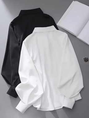 Camisa em Tecido Estruturado com Manga Lanterna e Gola Lapela – Scarllet